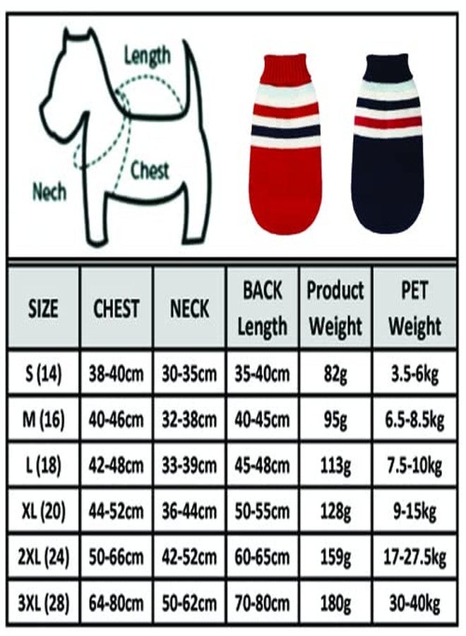PETANGEL Dog Sweater | Warm Strip Dog Winter Knitwear Clothes with Elastic Leg Bands | Soft Acrylic Knitted Pet Pullover for Small Medium Large Doggy (Red, Size: L) - Image 3